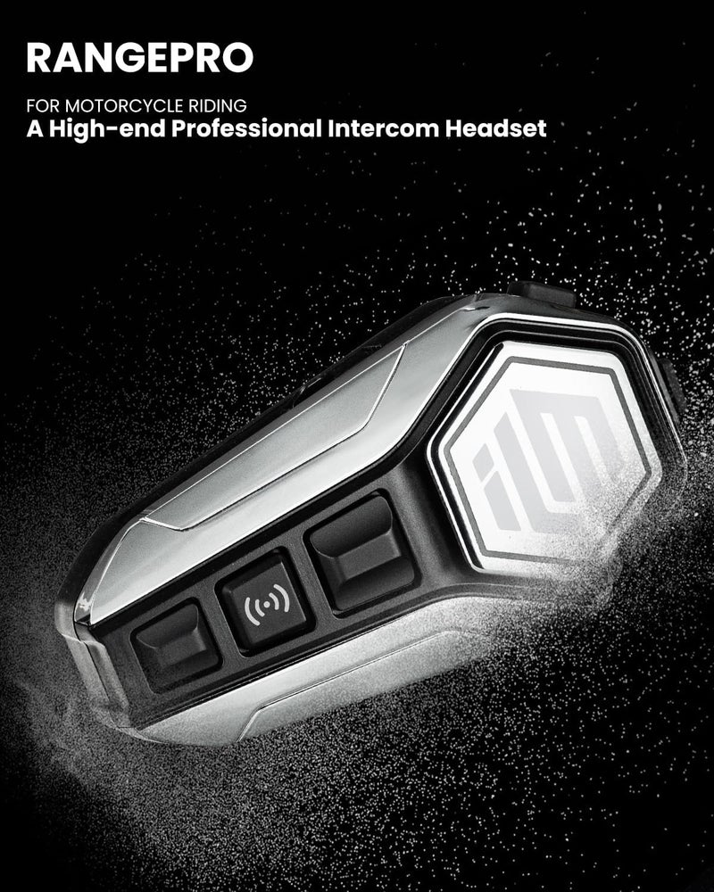 ILM Motorcycle Bluetooth Headset Helmet Communication System 2100M Intercom IP67 Waterproof Noise Cancellation Model RANGEPRO Silver - Image 2